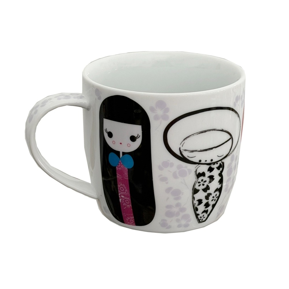 Paperchase Japanese Kokeshi Doll Mug Fine Porcelain Coffee Cup 5 Designs In One